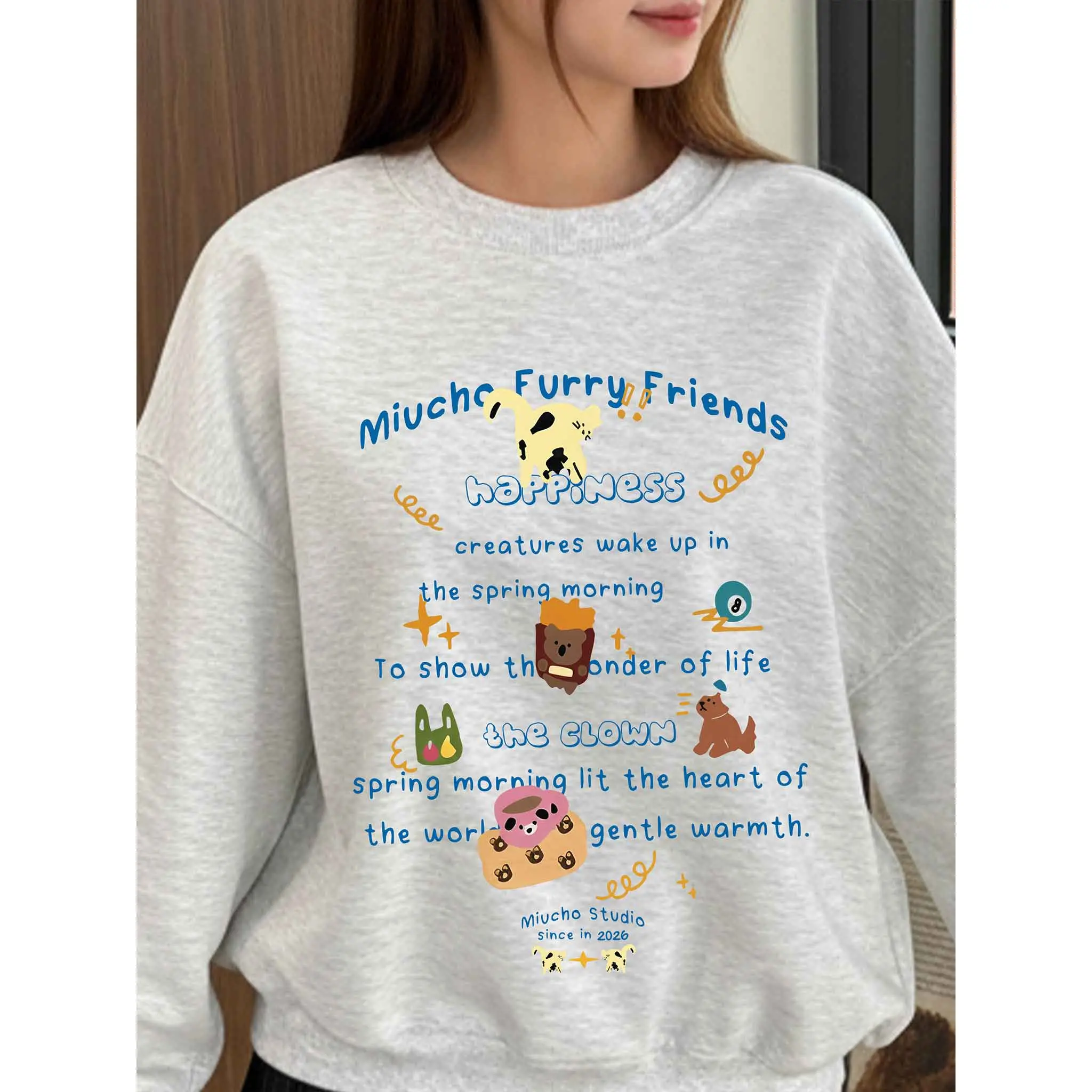 Áo Sweater boxy nam nữ Miucho vải nỉ 2 da thoáng mát thoải mái hoạt hình in mix 2842_thumbnail_3