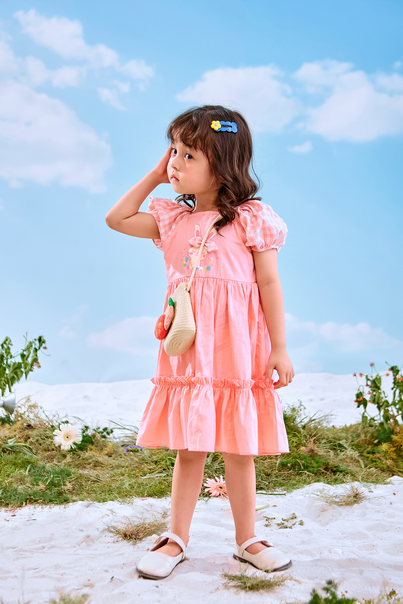 Váy cổ vuông phối tay kẻ_thumbnail_1