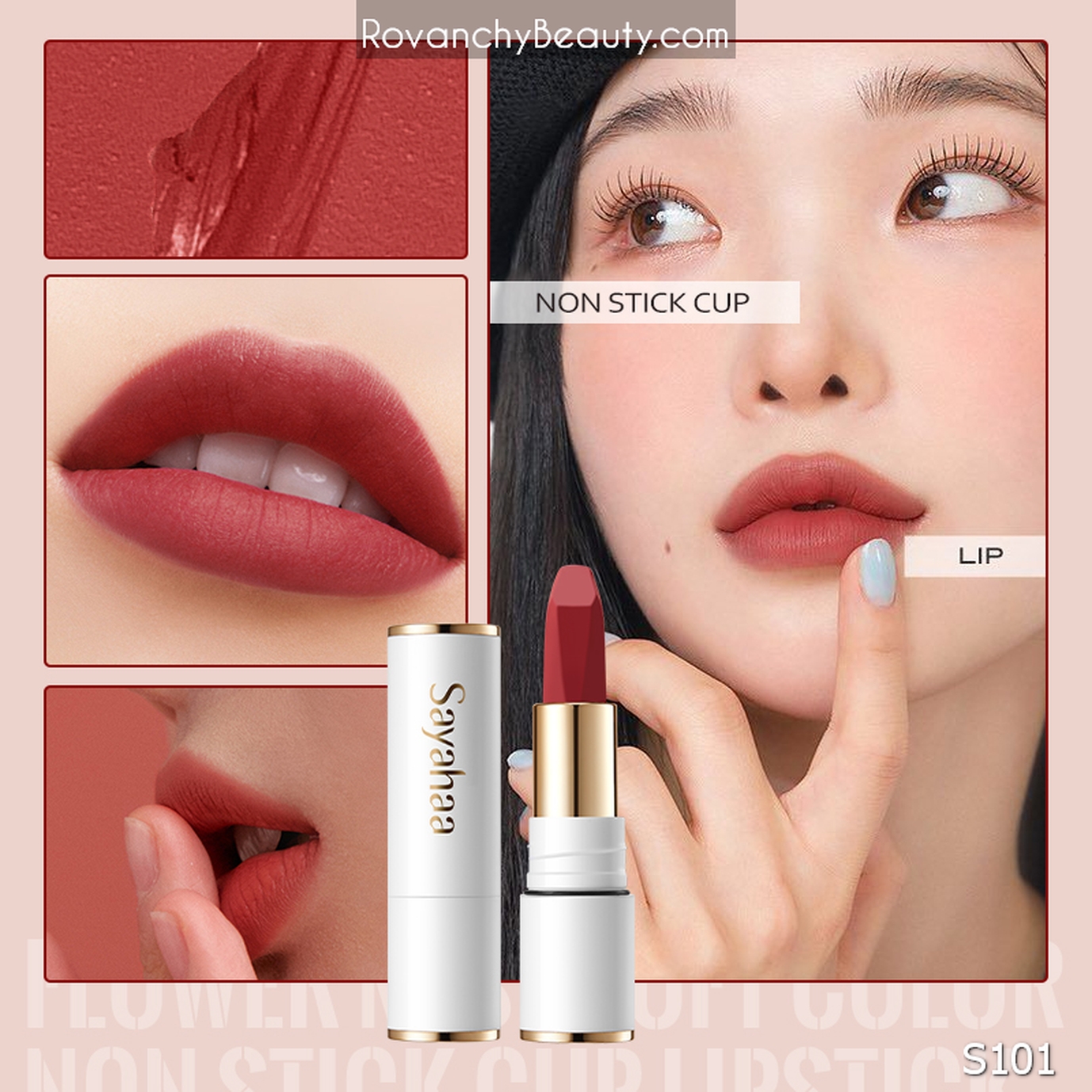 S101 Son Lì Cao Cấp Sayahaa Không Trôi - Màu Đẹp Tự Nhiên, Lâu Phai, Dưỡng Môi Mềm Mịn_thumbnail_2