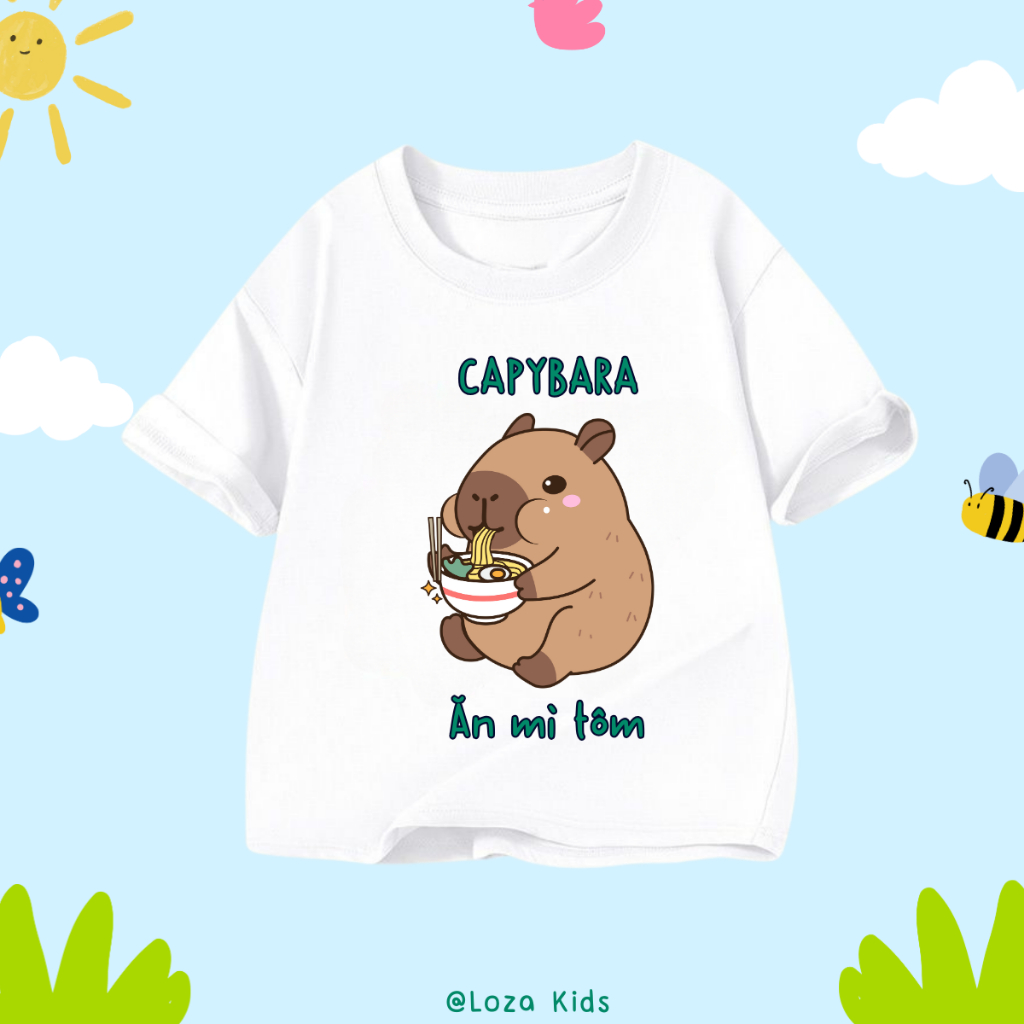 Áo thun cho bé in hình 'Capybara ăn mì tôm' - Loza Kids AT2784_thumbnail_5