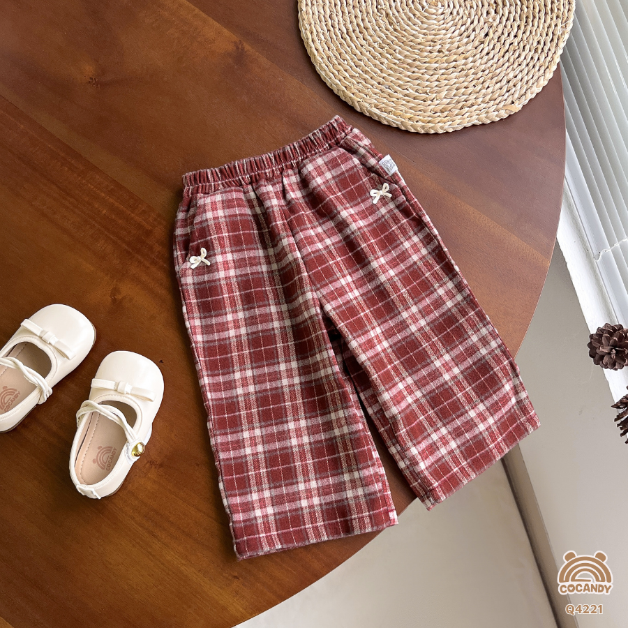 Quần dài suông kẻ ĐỎ BE 2 nơ_thumbnail_2