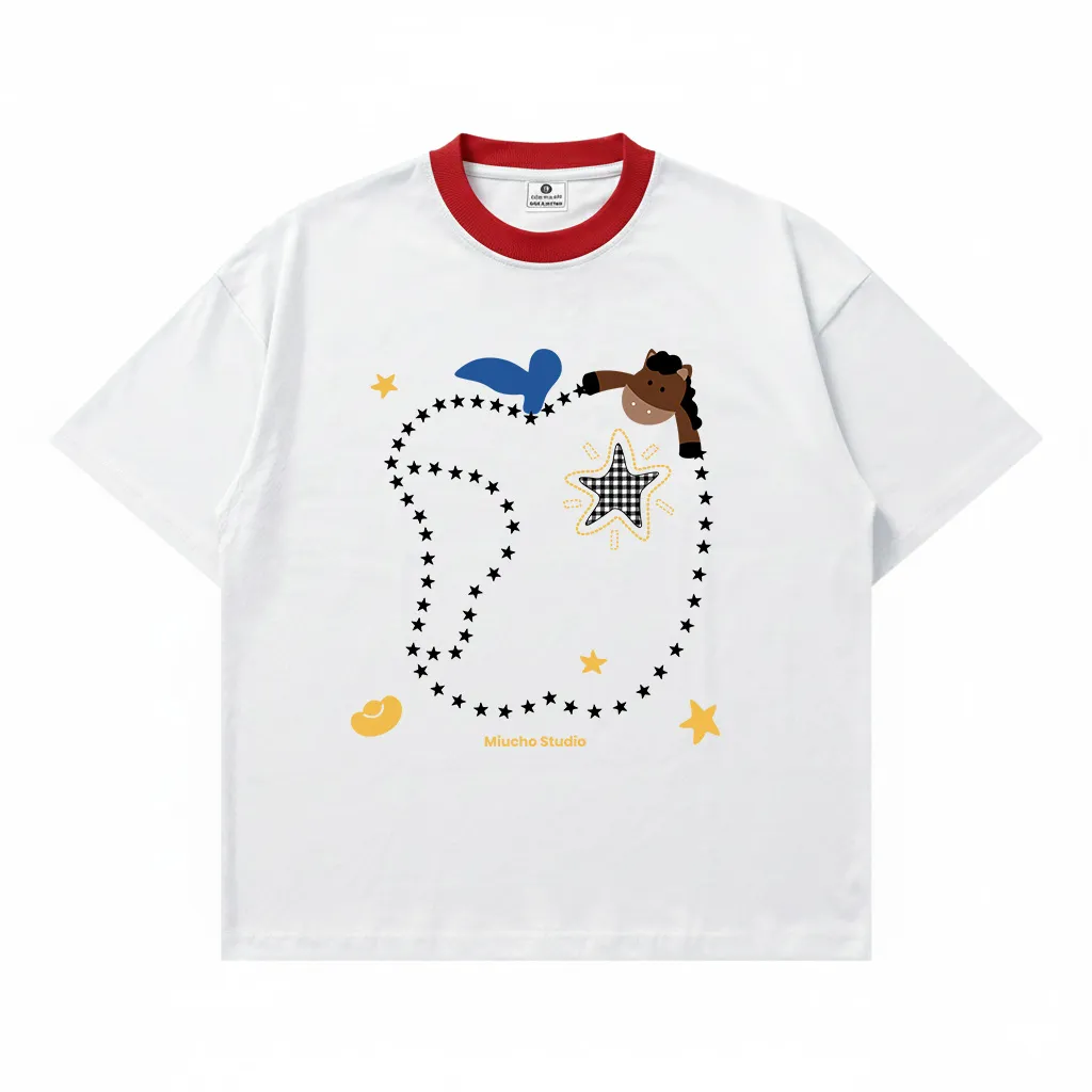 Áo thun boxy phối cổ mix màu đáng yêu Miucho thoáng mát dày dặn đứng form 2967_thumbnail_9