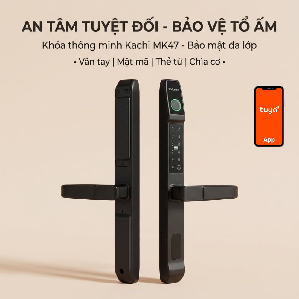 Khóa Thông Minh Kachi MK47 Chính Hãng - Chuyên Dụng Cho Cửa Nhôm Xingfa & Đố Hẹp