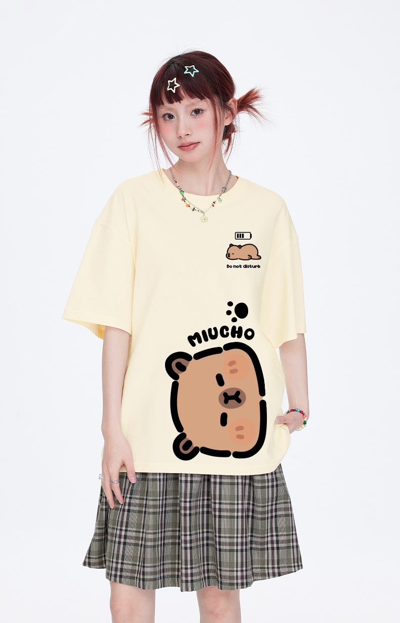 Áo thun Capybara form rộng local brand ATD1222 Miucho tay ngắn cổ tròn in mix_thumbnail_7