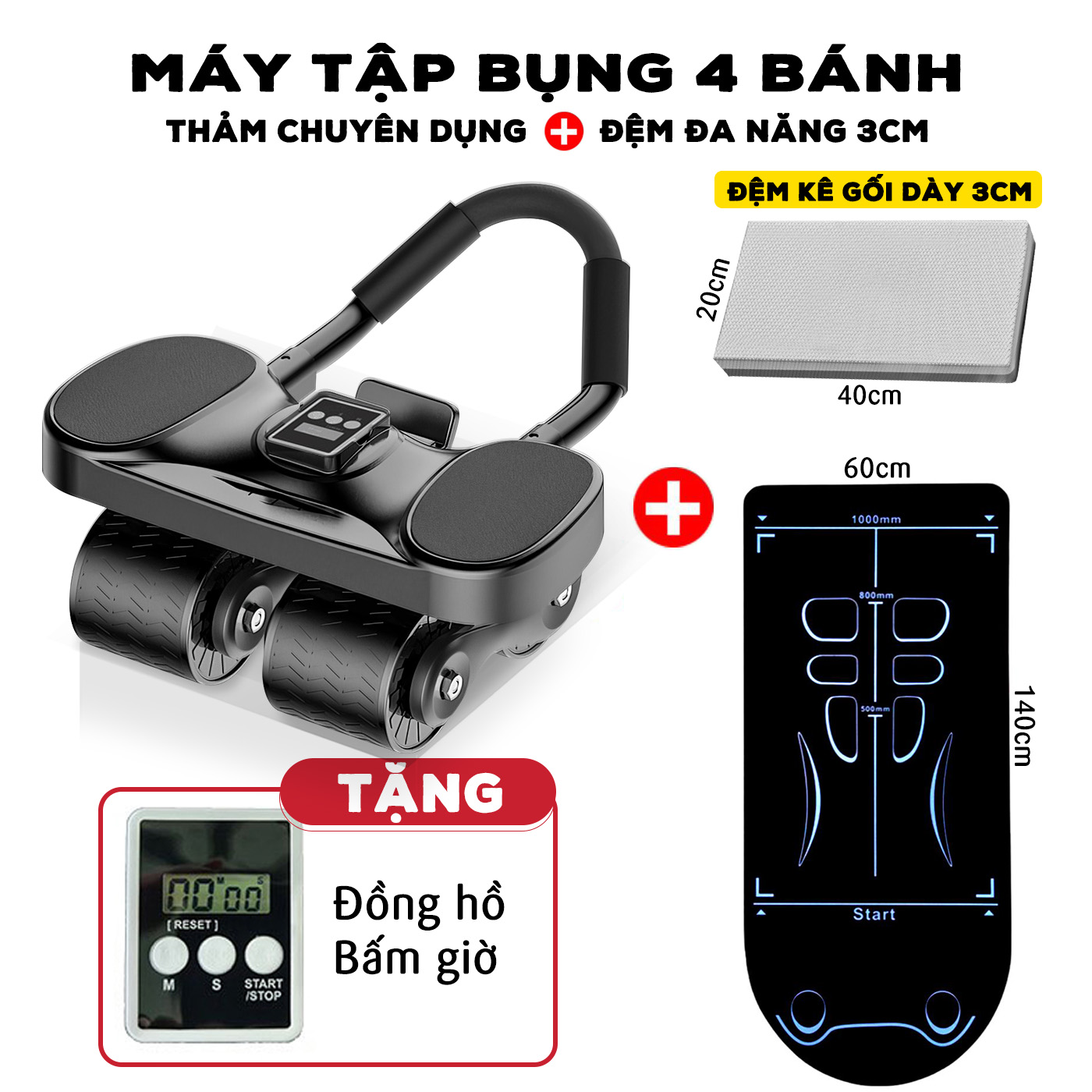 (Máy tập bụng habana + Thảm 1m4 + Đệm Kê Gối 3cm + Đồng Hồ)_thumbnail_1