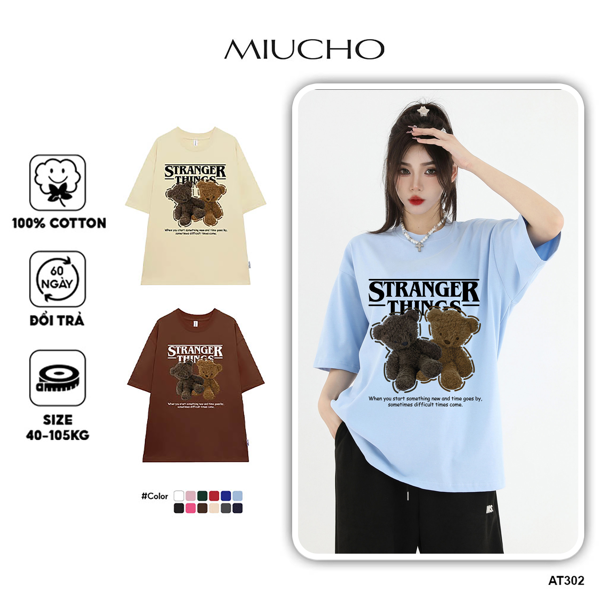 Áo thun nữ tay lỡ form rộng đẹp chất vải cotton mềm mại local brand Miucho AT302 in graphic