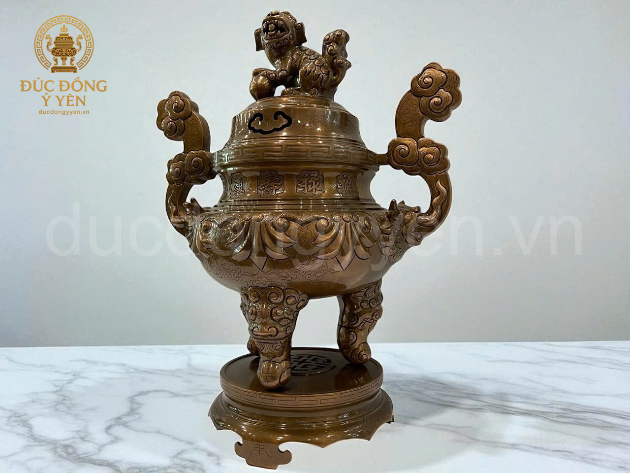 Bộ ngũ sự chạm hoa văn sòi đúc đồng đỏ_thumbnail_2