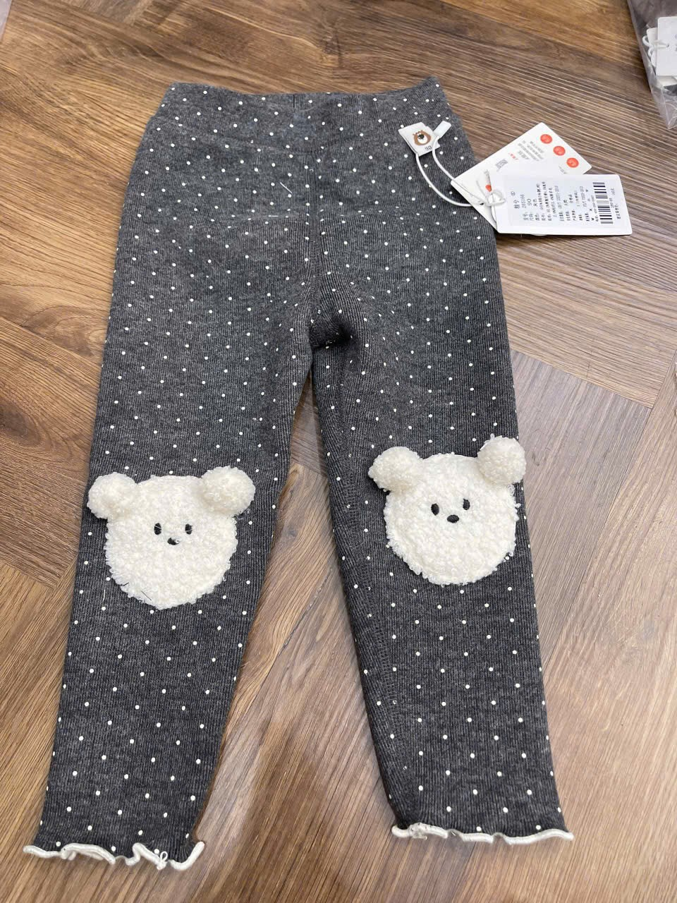 (Q202) Quần legging gấu cún chấm bi