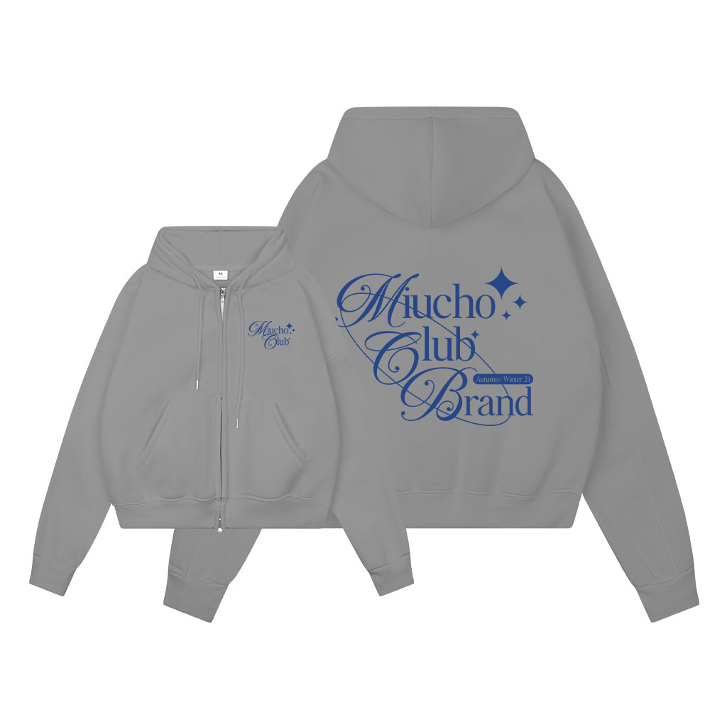 Áo hoodie zip form boxy local brand vải nỉ bông dày dặn khóa kéo  HXD1590 Miucho in typography_thumbnail_7