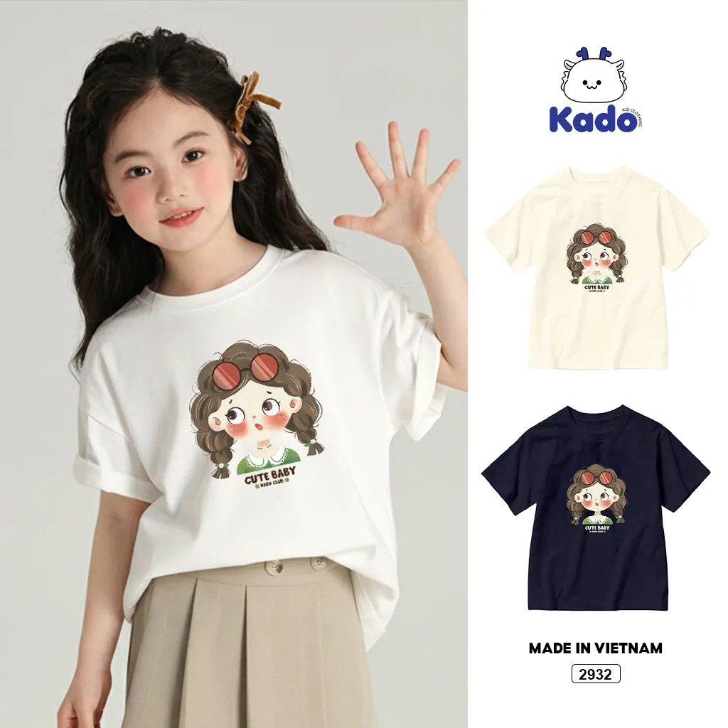 Áo thun bé gái cute baby Kado vải cotton thoáng mát thấm hút tốt thoải mái vận động in mix 2932_thumbnail_1