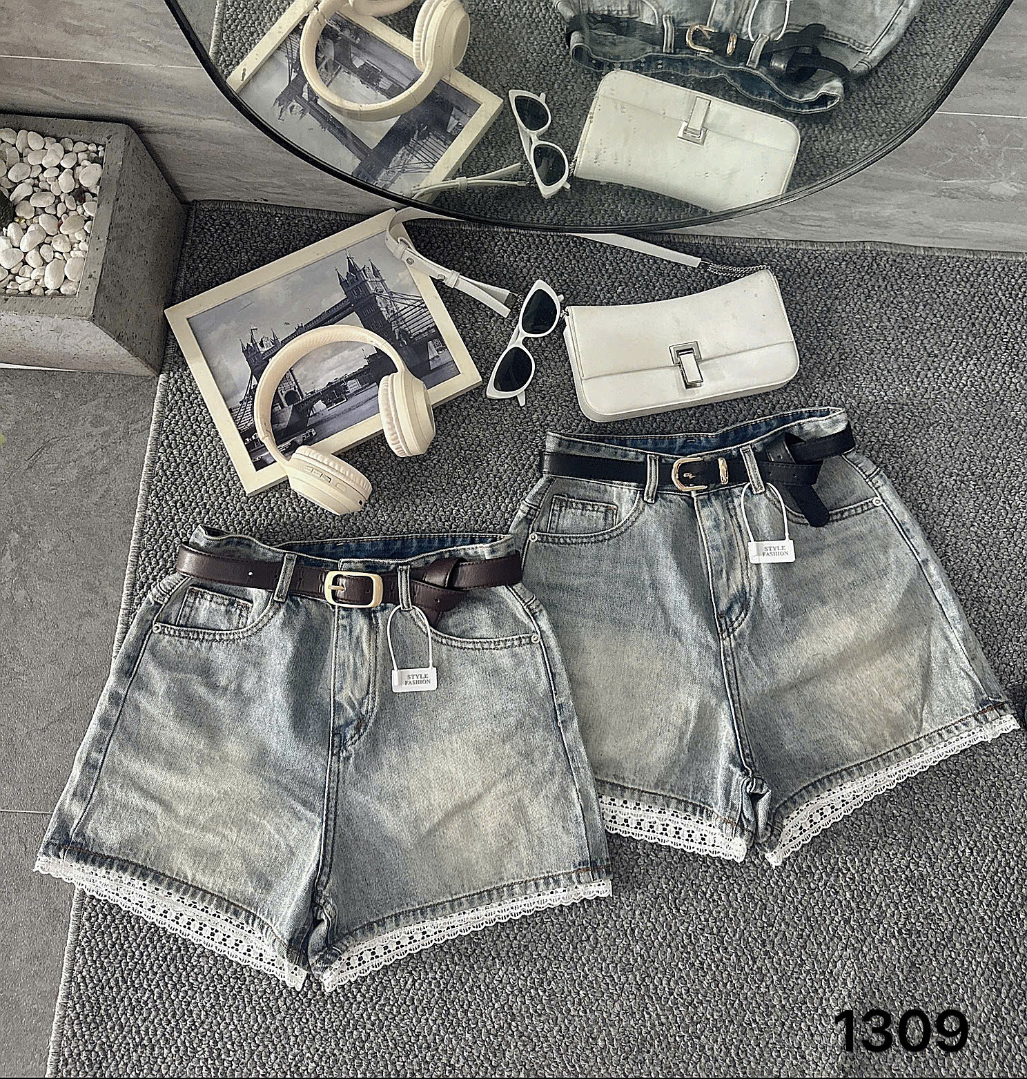 Quần short jean phối ren bigsize QSJ1309 dành cho nàng béo mập từ 55-90kg