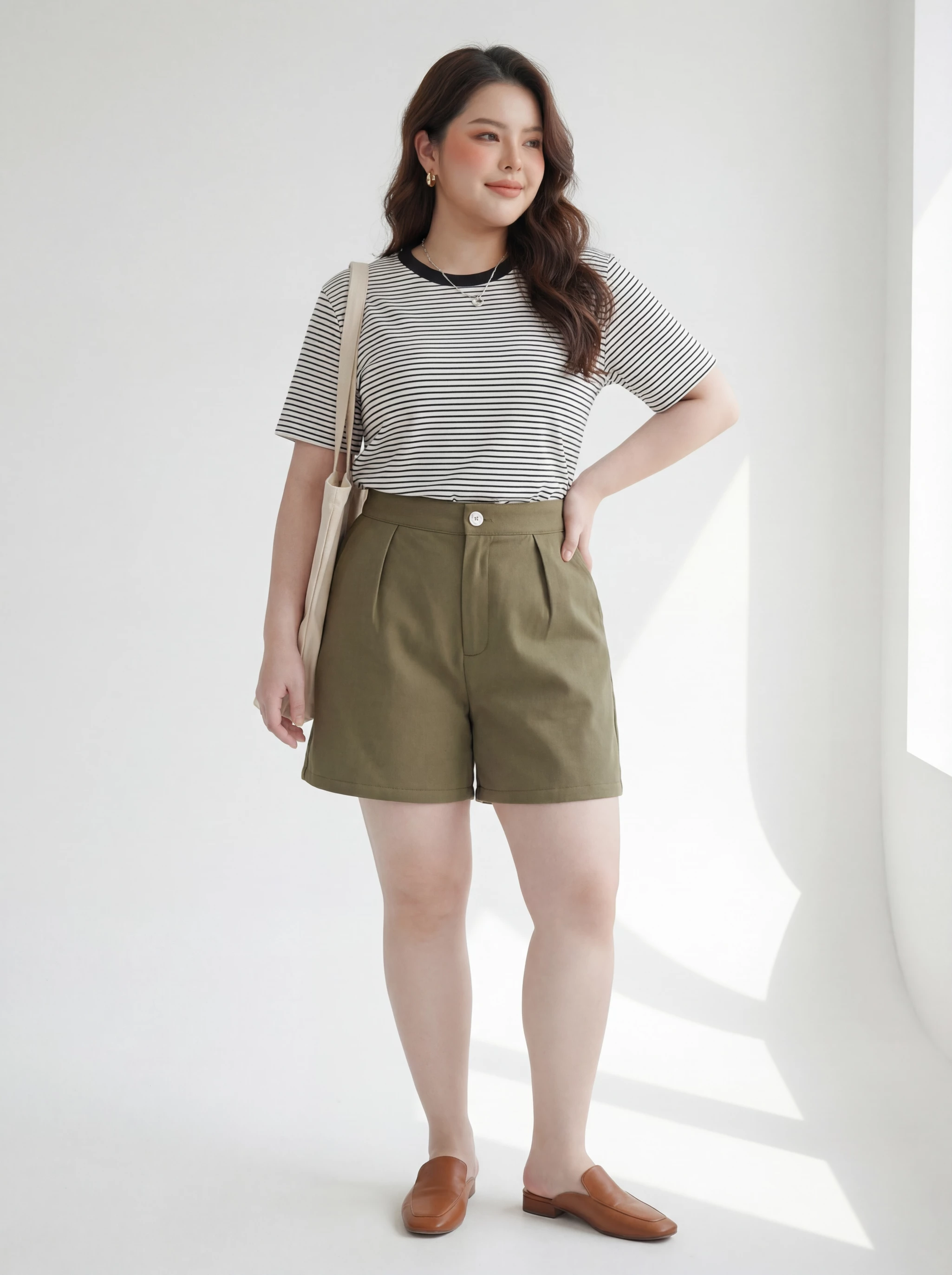 BIGSIZE -Áo thun sọc kiểu phối viền bigsize AK089 dành cho nàng béo