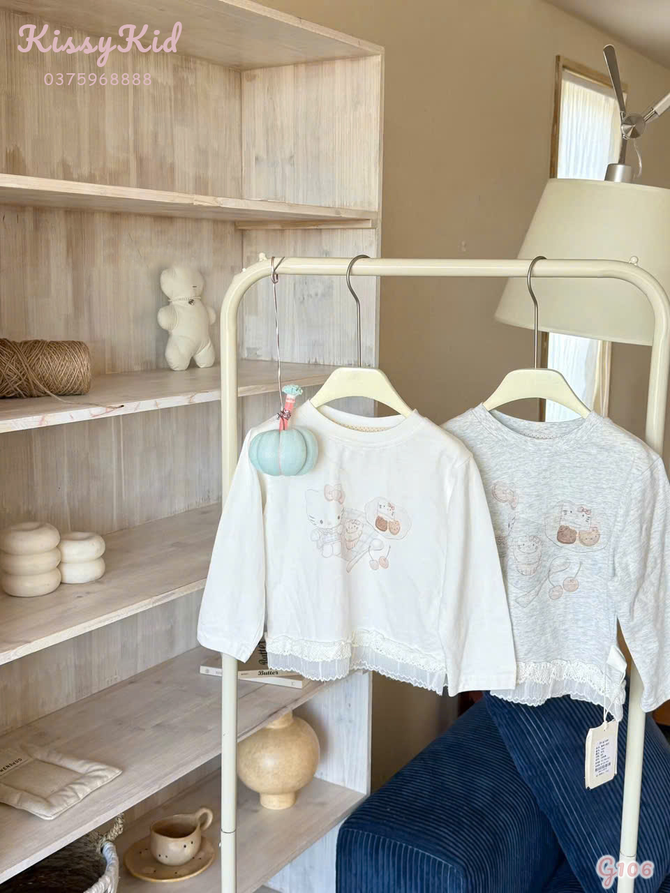 (G106) Áo thun mỏng Kitty viền bèo màu trắng SHIGLUER_thumbnail_0