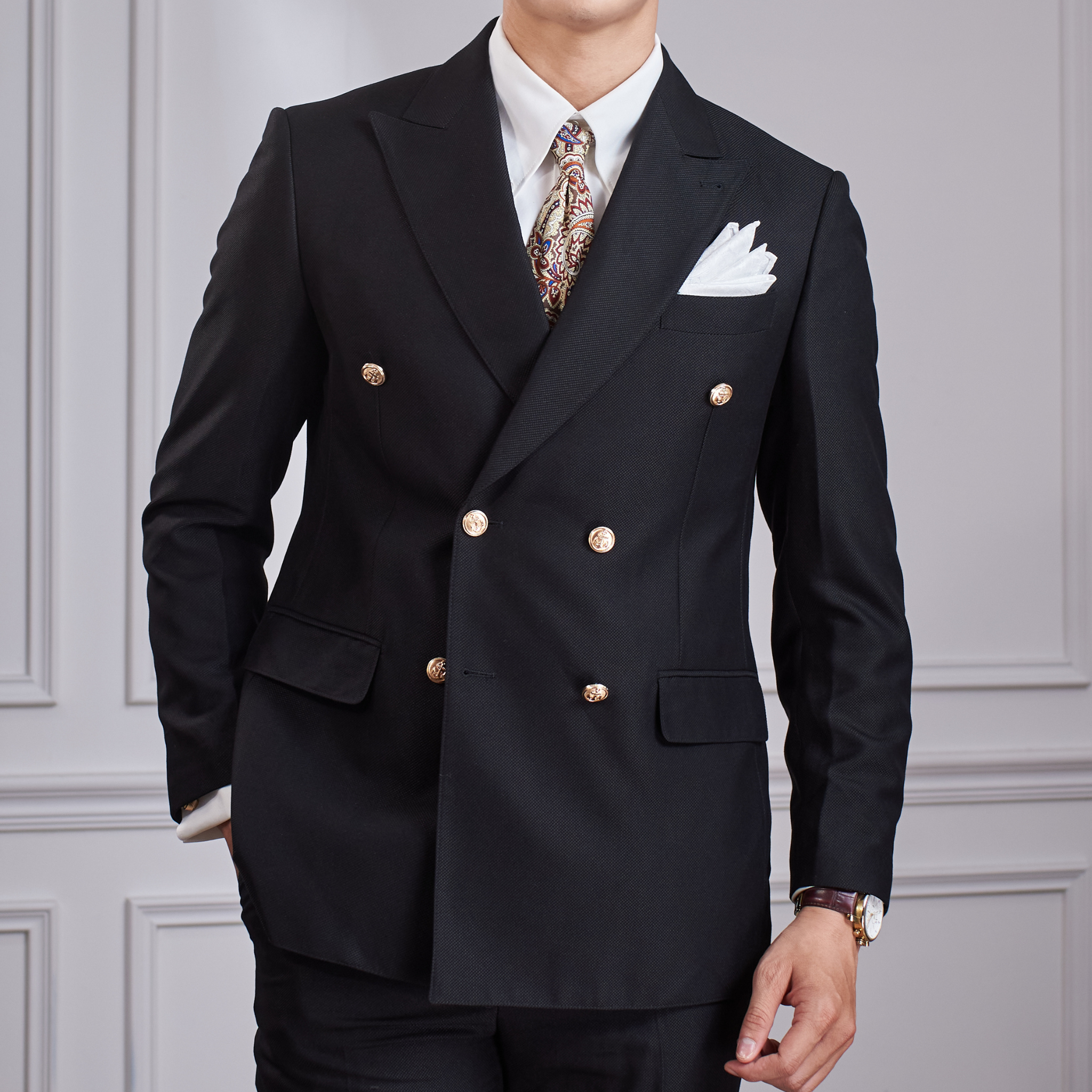 Bộ Suit Milano Đen Tuyền 2 hàng khuy (Jacket + Quần)
