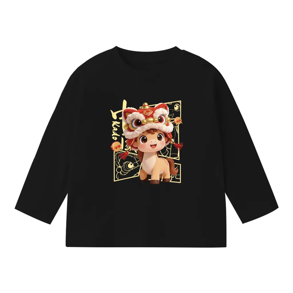 Áo thun Tết bé trai bé gái Ngựa Kỳ Lân Kado vải cotton thoáng mát tay dài cổ tròn 2983_thumbnail_8