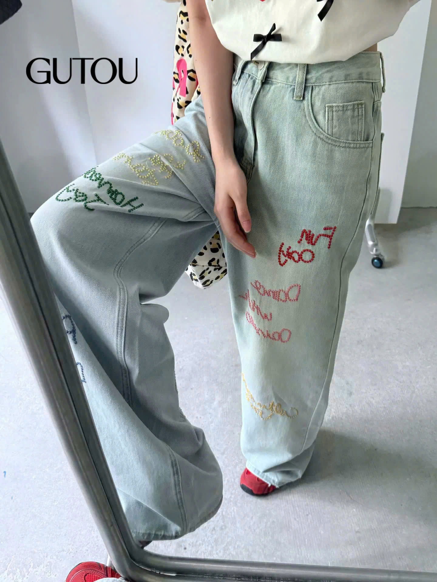 [ GUTOU ] Quần Jean Suông Fun Day_thumbnail_7