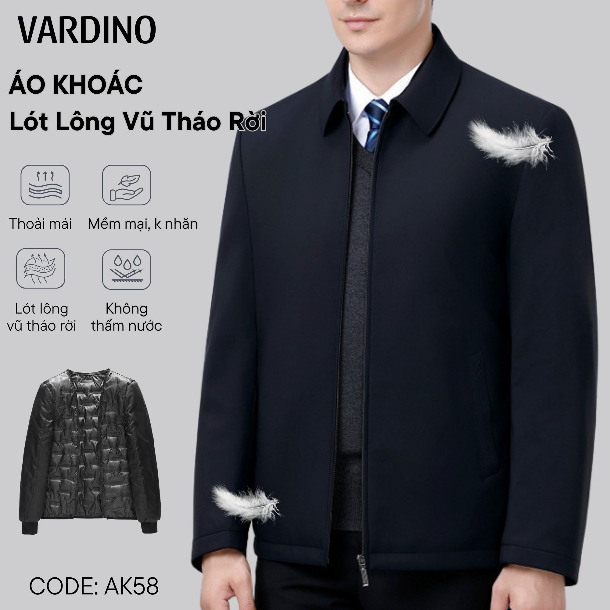 Áo khoác lông vũ tháo rời Vardino AK58_thumbnail_1