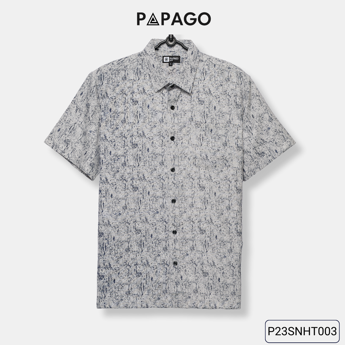Áo sơ mi nam trung niên lai ngang PAPAGO vải xô đũi in họa tiết - P23SNHT003