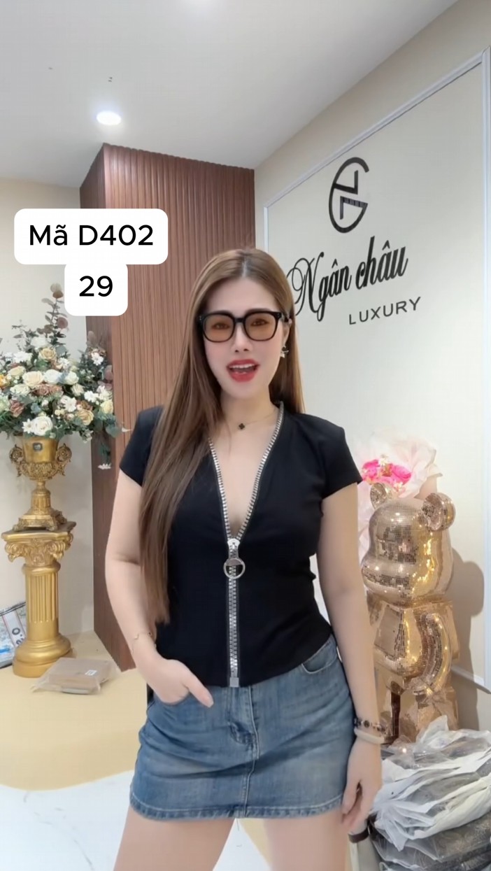 D402 Áo dây kéo bạc 4 màu
