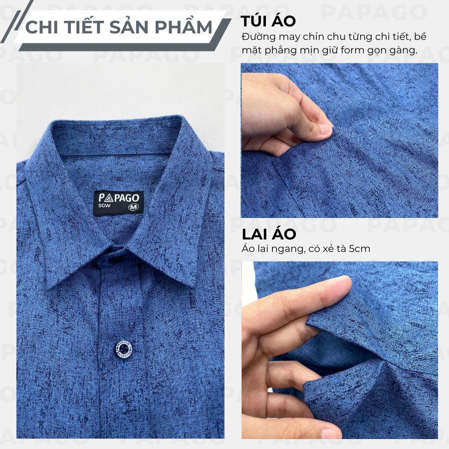 Áo sơ mi nam trung niên lai ngang PAPAGO vải xô đũi in họa tiết - P23SNHT003_thumbnail_6