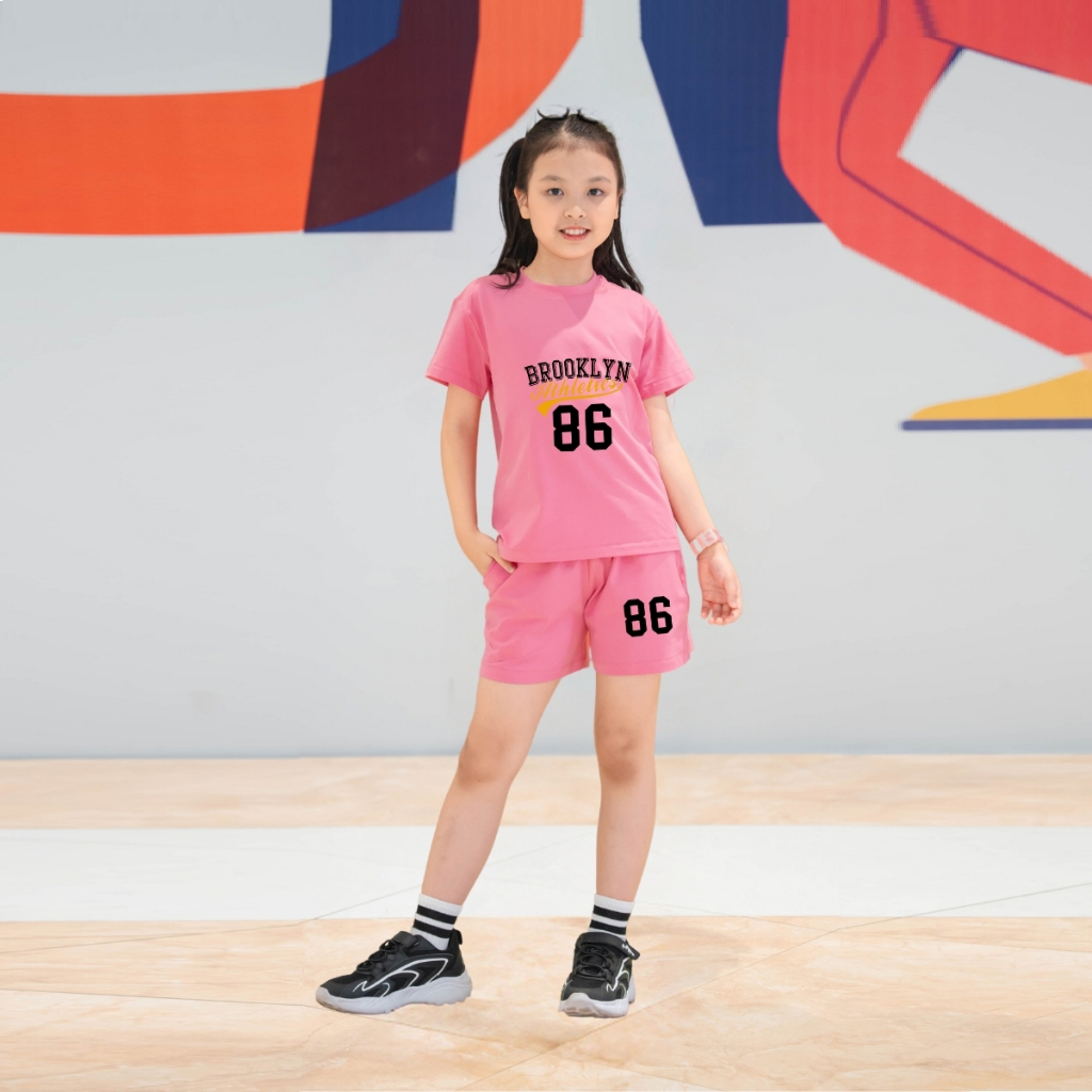 Bộ cộc tay bé gái mùa hè in số 86 -Quần áo trẻ em nữ cân nặng từ 15-40kg-  Loza Kids SB98_thumbnail_0