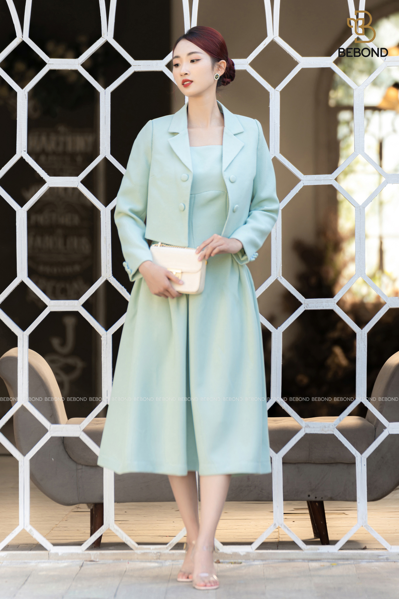 Set Vest dạ tweed Laura màu XANH BẠC HÀ_thumbnail_0