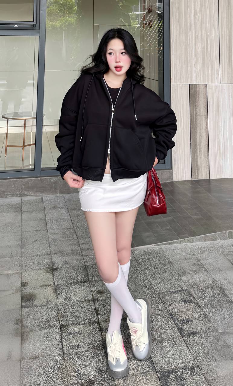 Áo hoodie zip unisex form boxy HXT01 Miucho vải nỉ bông dày dặn khóa kéo_thumbnail_7