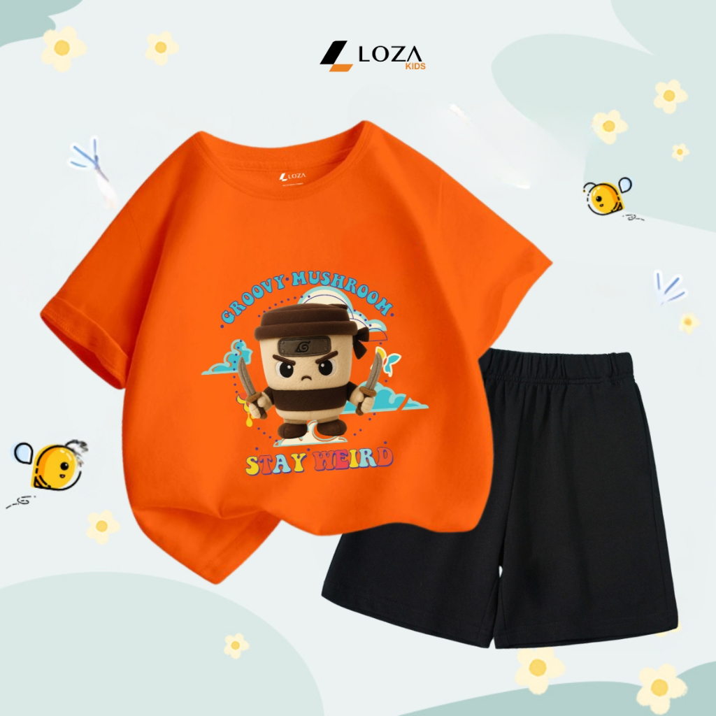 Bộ đồ bé trai in hình 'Cappuccino Stay Heird' - Loza SB404_thumbnail_6