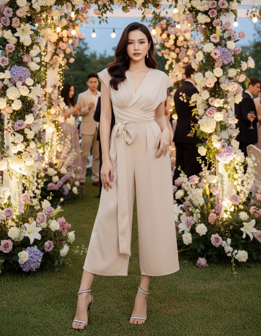 Jumpsuit ống rộng cổ V thanh lịch_thumbnail_5