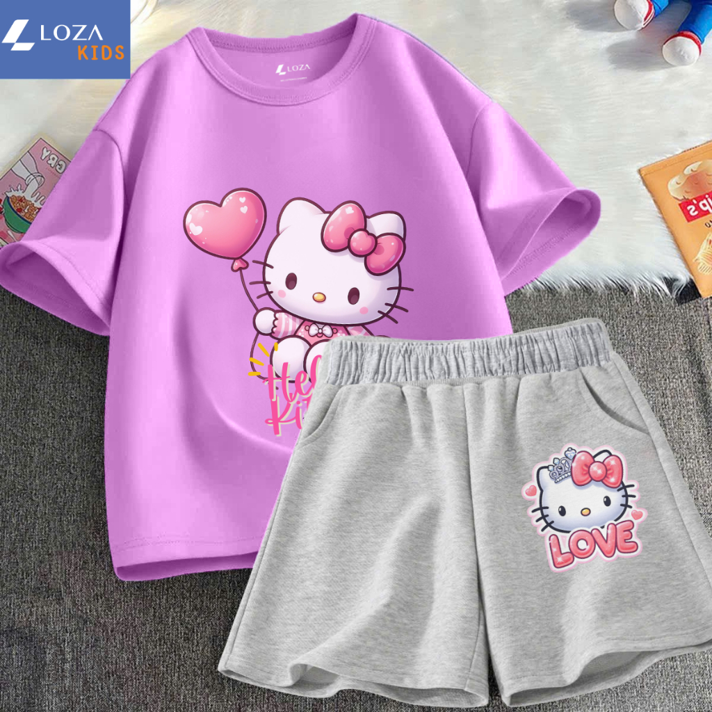 Bộ đồ bé gái in hình Mèo Hello Kitty - Loza Kids SB291_thumbnail_3