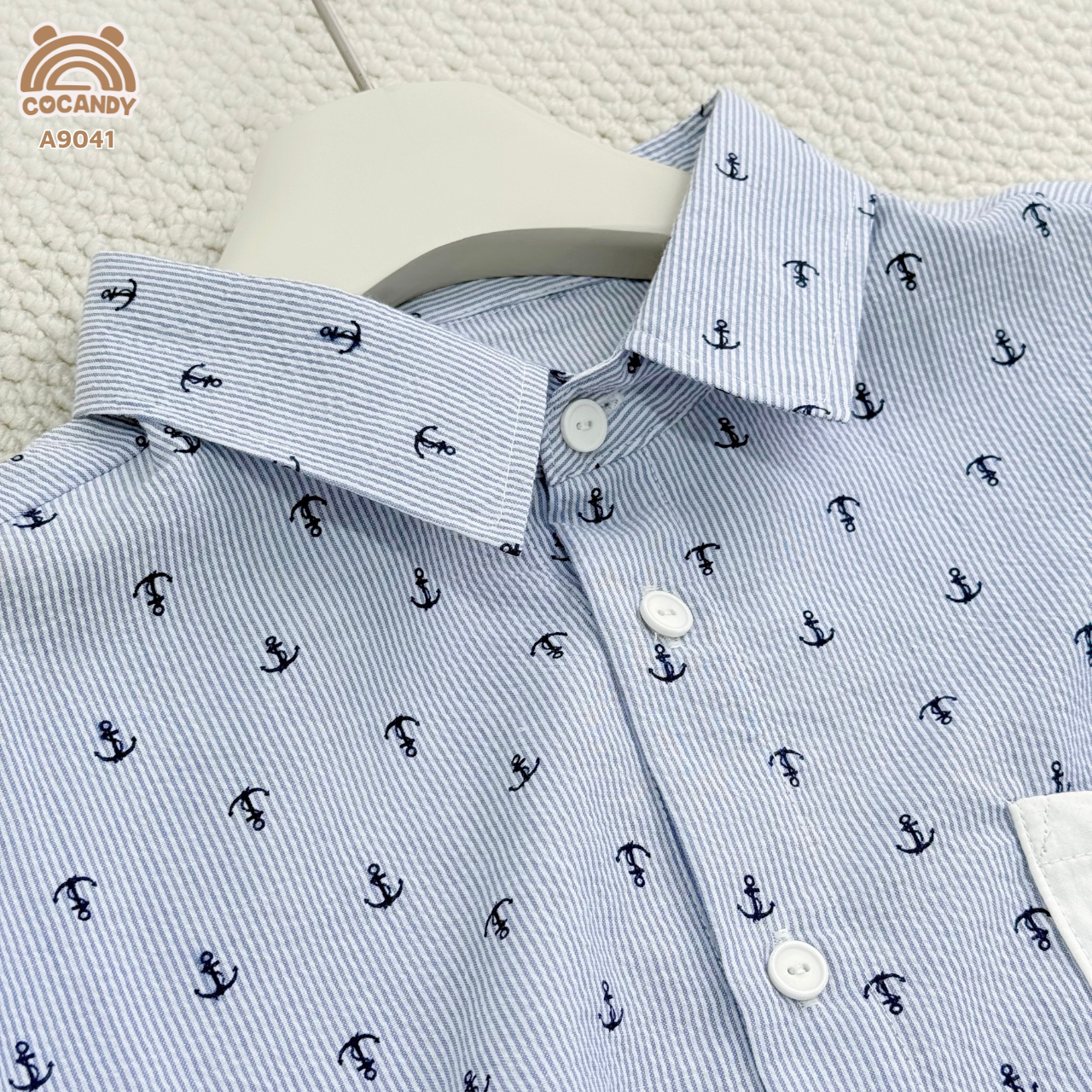 Áo cộc XANH sơ mi họa tiết mỏ neo BỐ_thumbnail_2