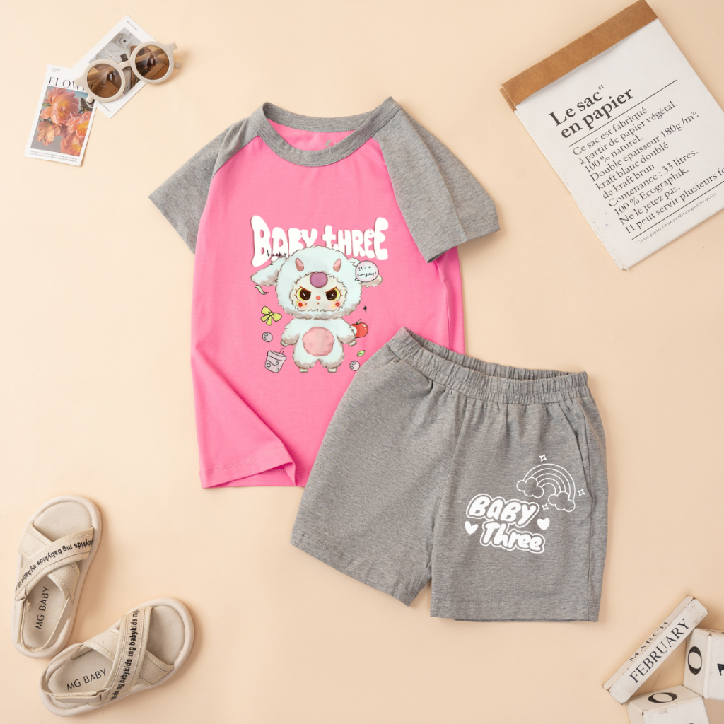 Bộ đồ bé gái phối màu in hình 'Baby Three' - Loza Kids FB273_thumbnail_5