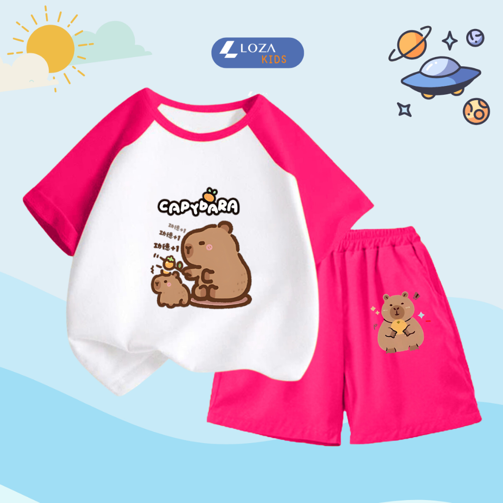 Bộ quần áo trẻ em phối màu in hình 'Capybara dưa hấu'- Loza Kids BD031_thumbnail_9