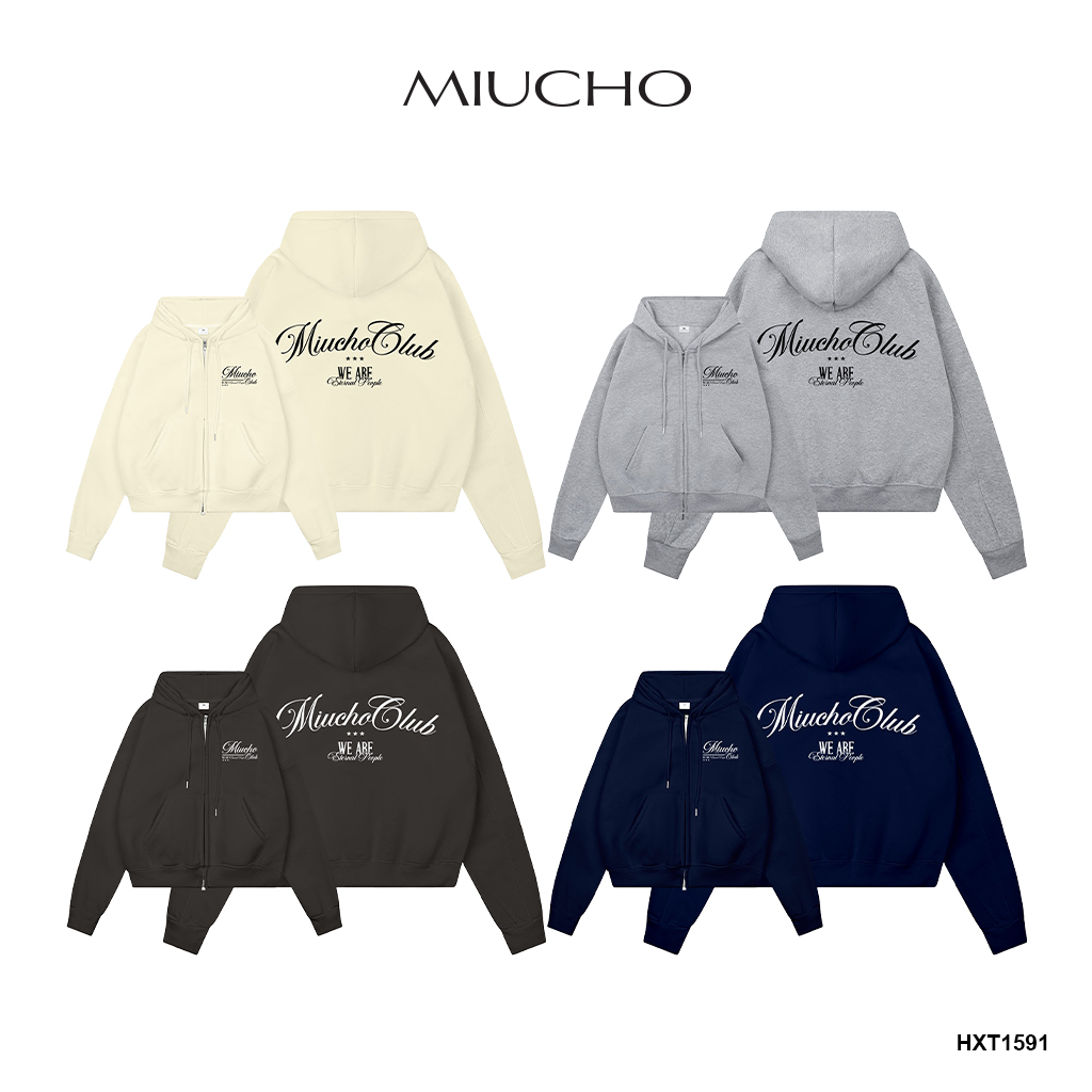 Áo hoodie zip form boxy local brand vải nỉ bông dày dặn khóa kéo HXD1591 Miucho in typography_thumbnail_1