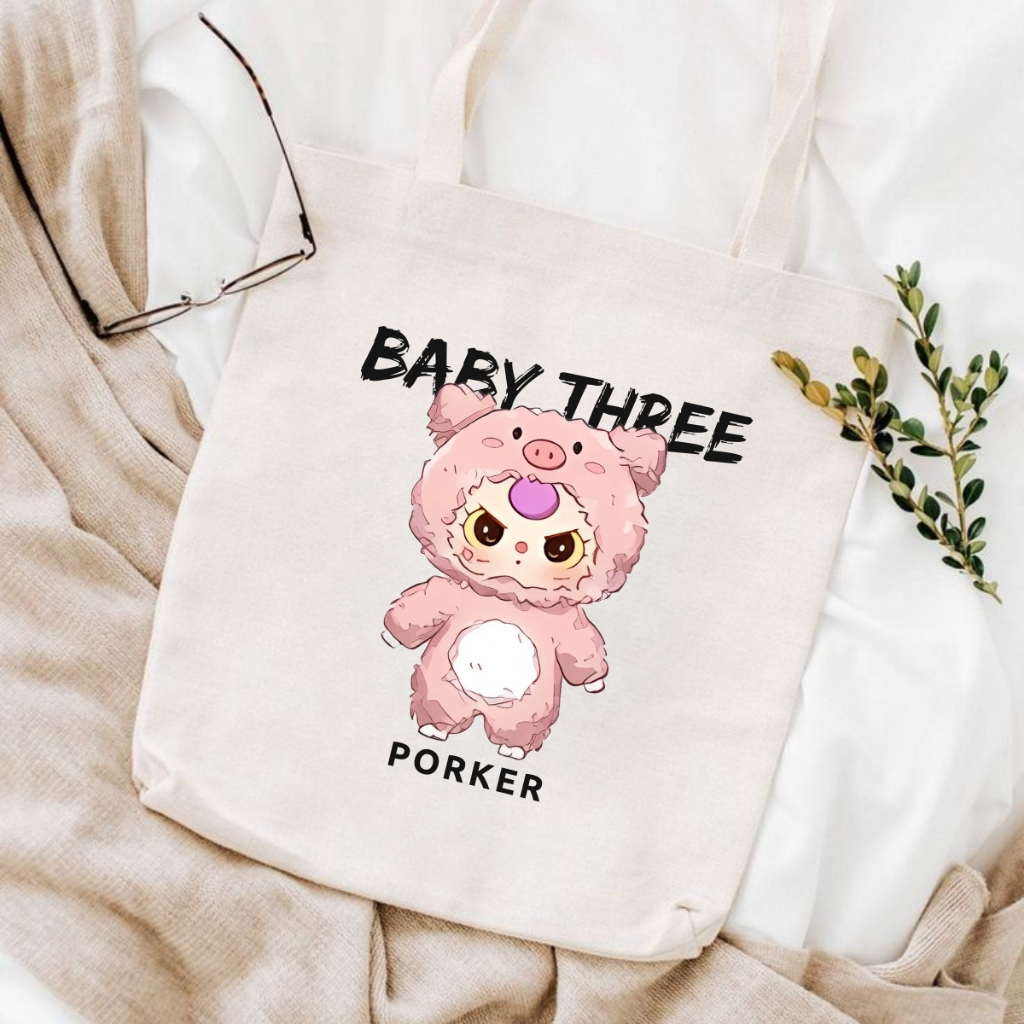 Túi tote Baby Three V3 - Túi Baby Three canvas 33x37cm có túi phụ đựng vừa A4, laptop - LOZA TOTE16_thumbnail_14