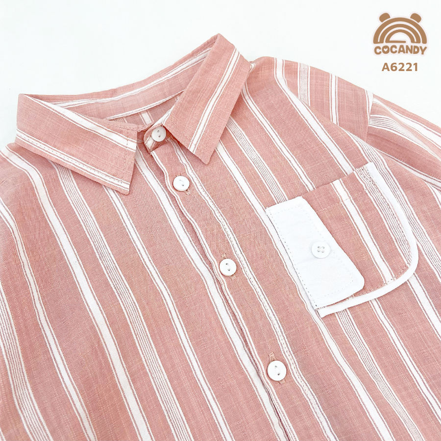 Áo dài sọc HỒNG TRẮNG túi ngực TRẮNG cúc_thumbnail_4