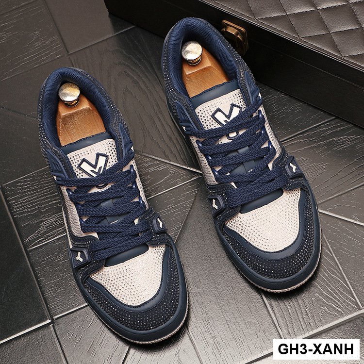 GH3 - Giày thể thao nam cổ thấp đính đá