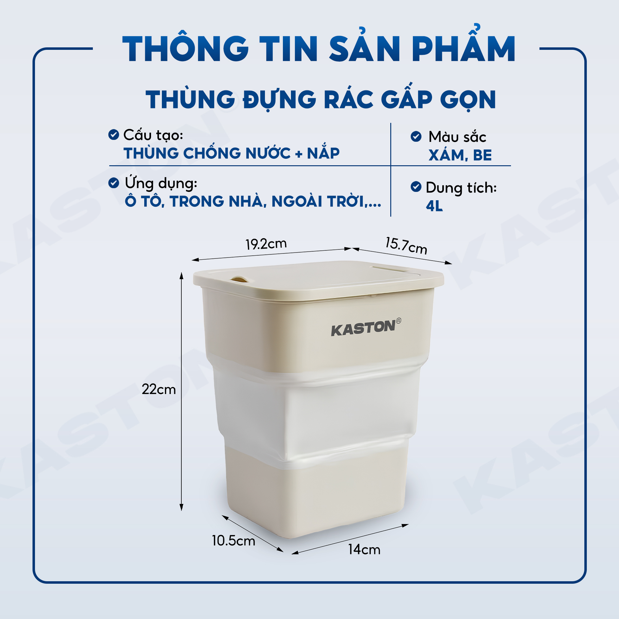 Thùng đựng rác gấp gọn Kaston - Có nắp đậy tiện lợi, chống thấm nước_thumbnail_7