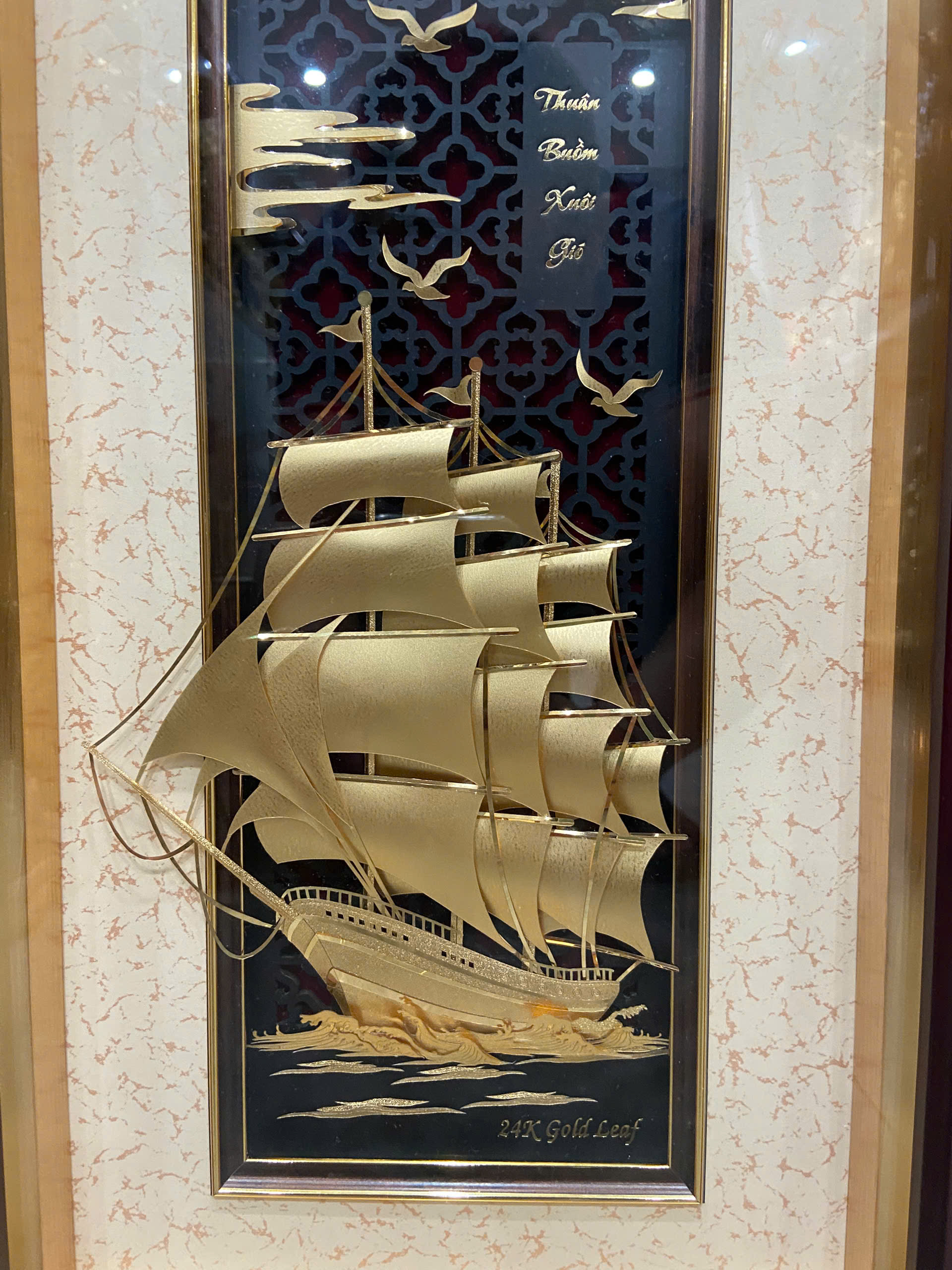 Tranh thuyền thuân buồm xuôi gió dát vàng 24k KT 54X 31CM _thumbnail_2