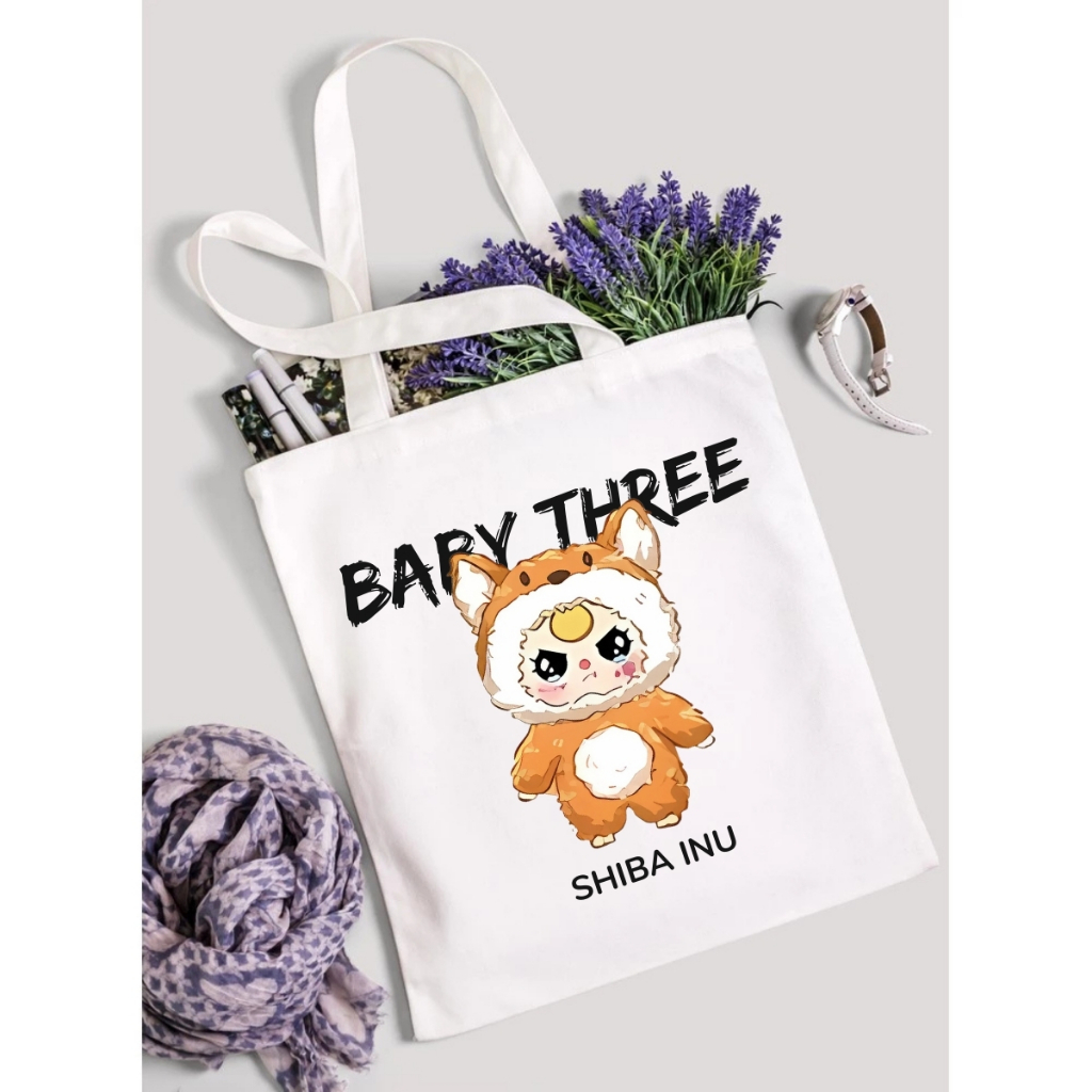 Túi tote Baby Three V3 - Túi Baby Three canvas 33x37cm có túi phụ đựng vừa A4, laptop - LOZA TOTE16_thumbnail_3