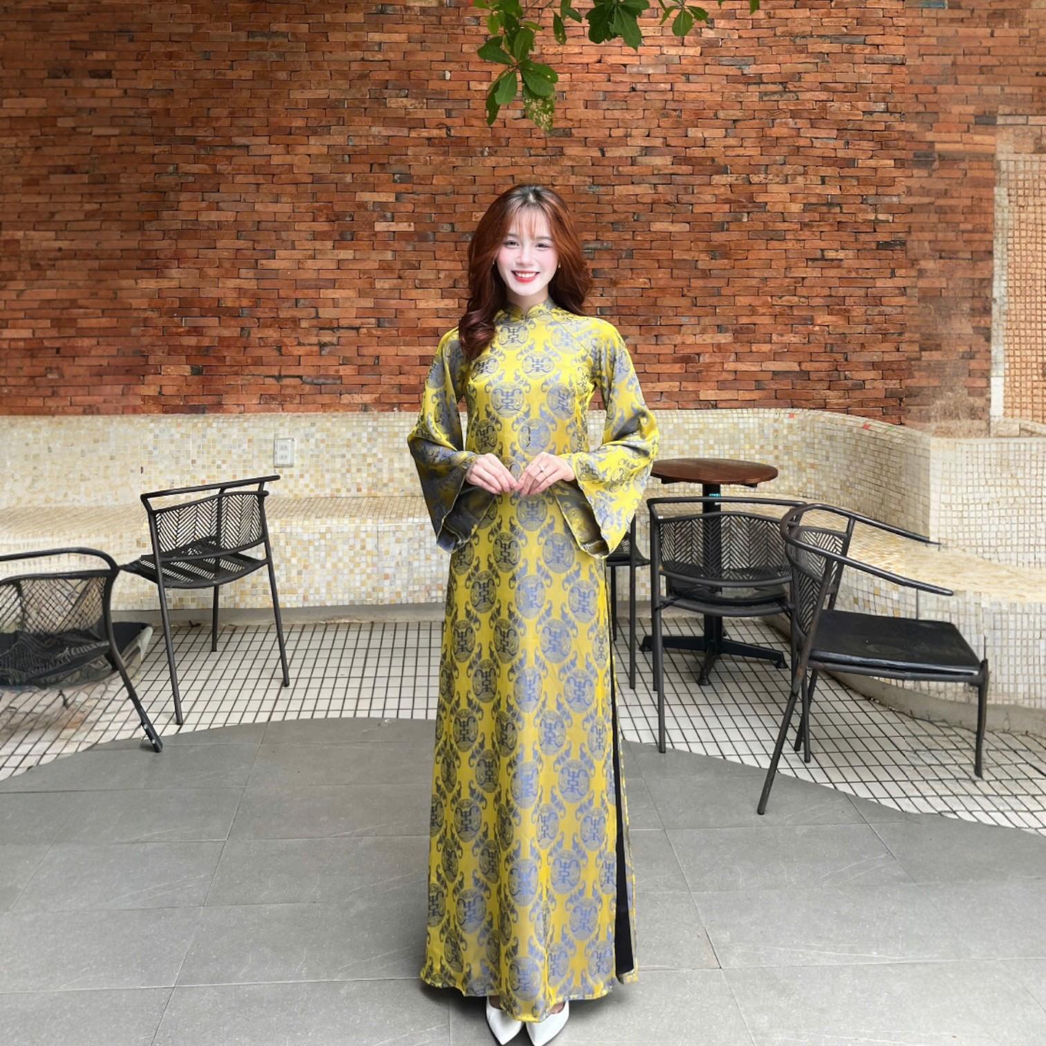 Áo Dài Nữ Cách Tân Dáng Suông Xưa Tơ Thọ Dơi Tay Giả Cổ Phục MM08