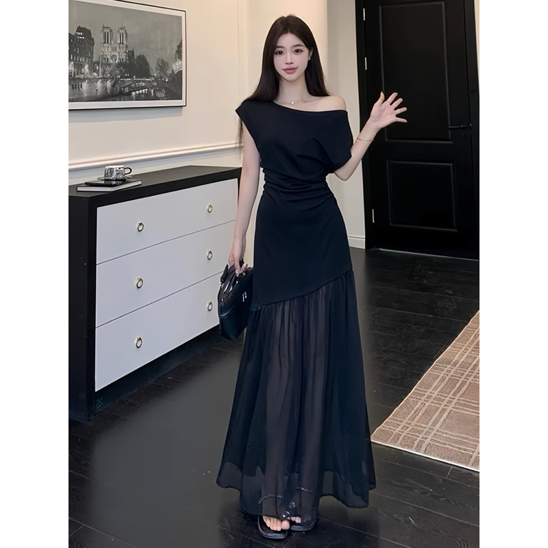 Đầm body lệch vai phối tơ, váy dự tiệc dáng dài sang chảnh Logastore_L198_thumbnail_8