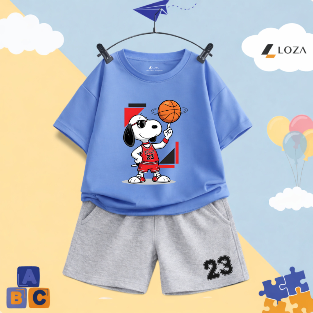 Set đồ bé trai hình Snoopy chơi bóng  - Loza Kids SB602_thumbnail_7