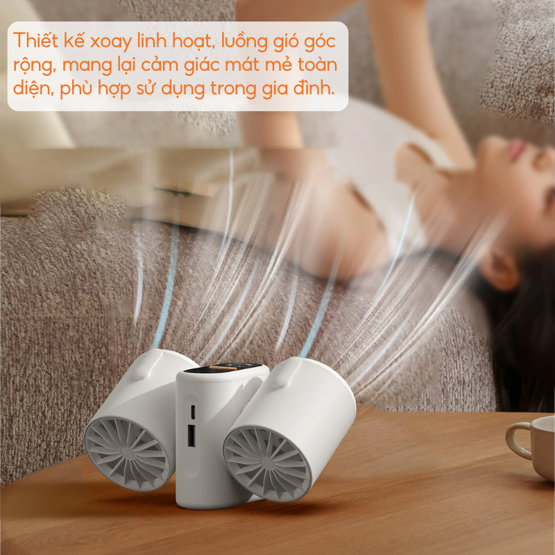 Quạt Đôi Đeo Thắt Lưng NMIMART: Nhỏ Gọn, Tích Hợp Sạc Dự Phòng, Làm Mát Nhanh Cho Hoạt Động Ngoài Trời_thumbnail_1