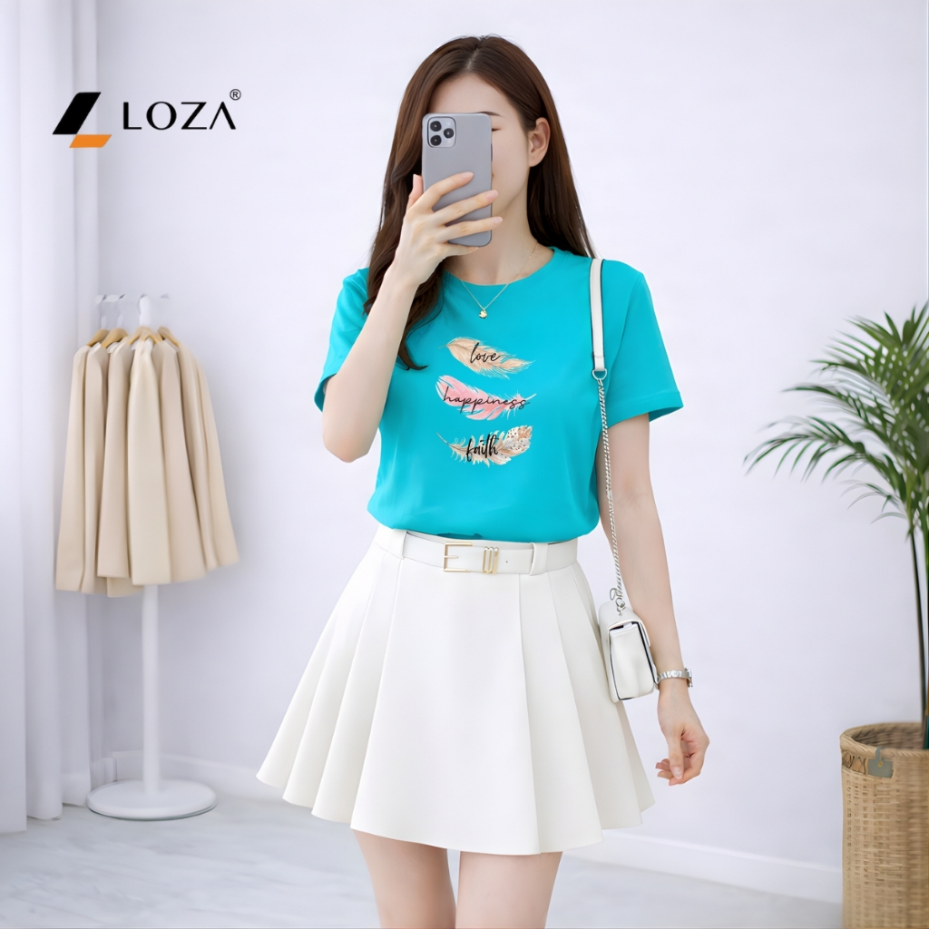 [Form vừa]Áo phông nữ dáng vừa hình lông vũ - Loza VT8470_thumbnail_3