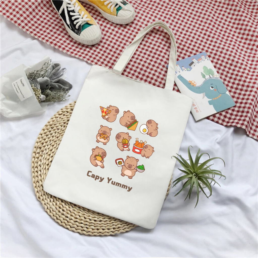 Túi tote in hình Capybara có túi phụ- Túi vải canvas kích thước 33x37cm đựng vừa A4 và laptop - TOTE05_thumbnail_16