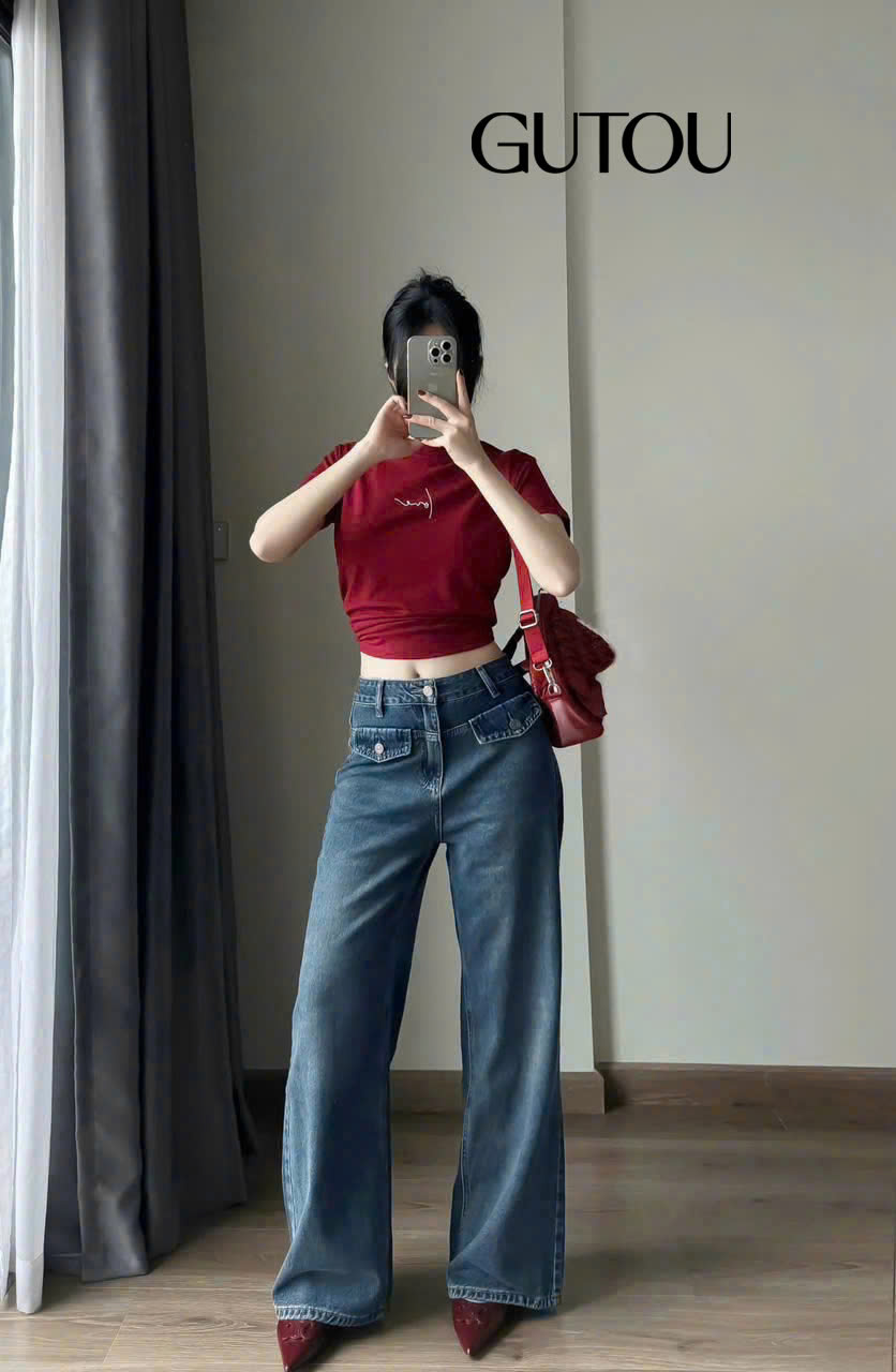 [ GUTOU ] Quần Jean Suông Classic Pocket