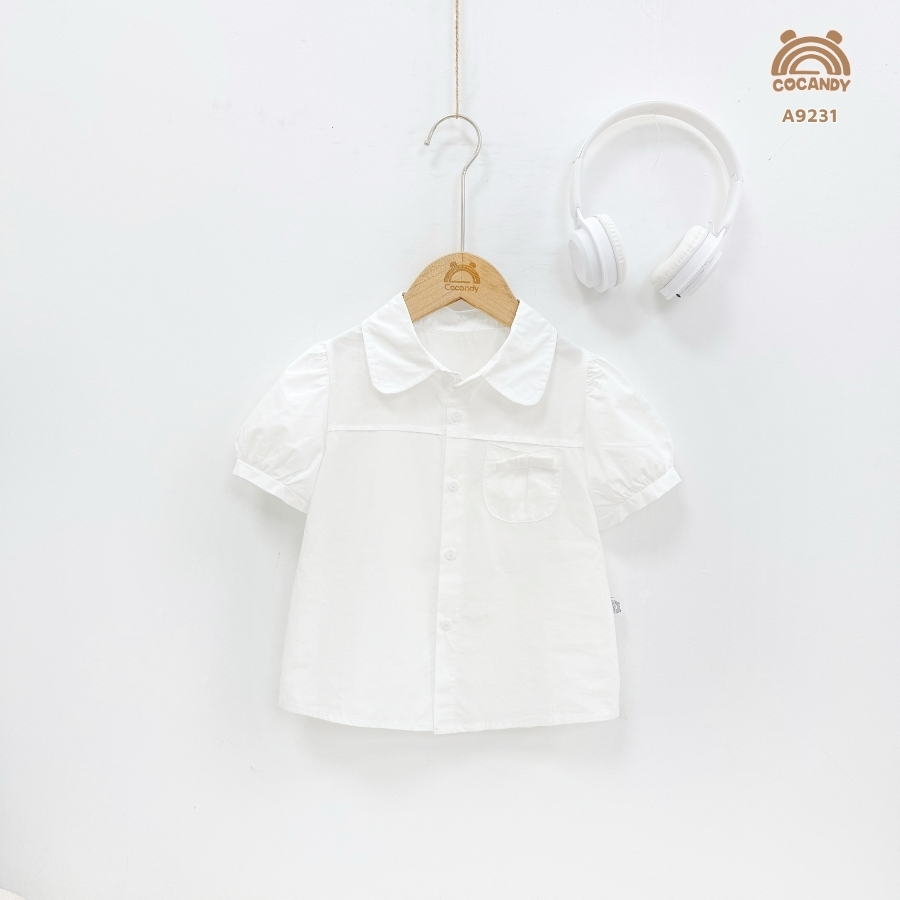 Áo cộc TRẮNG sơ mi nơ túi ngực_thumbnail_3