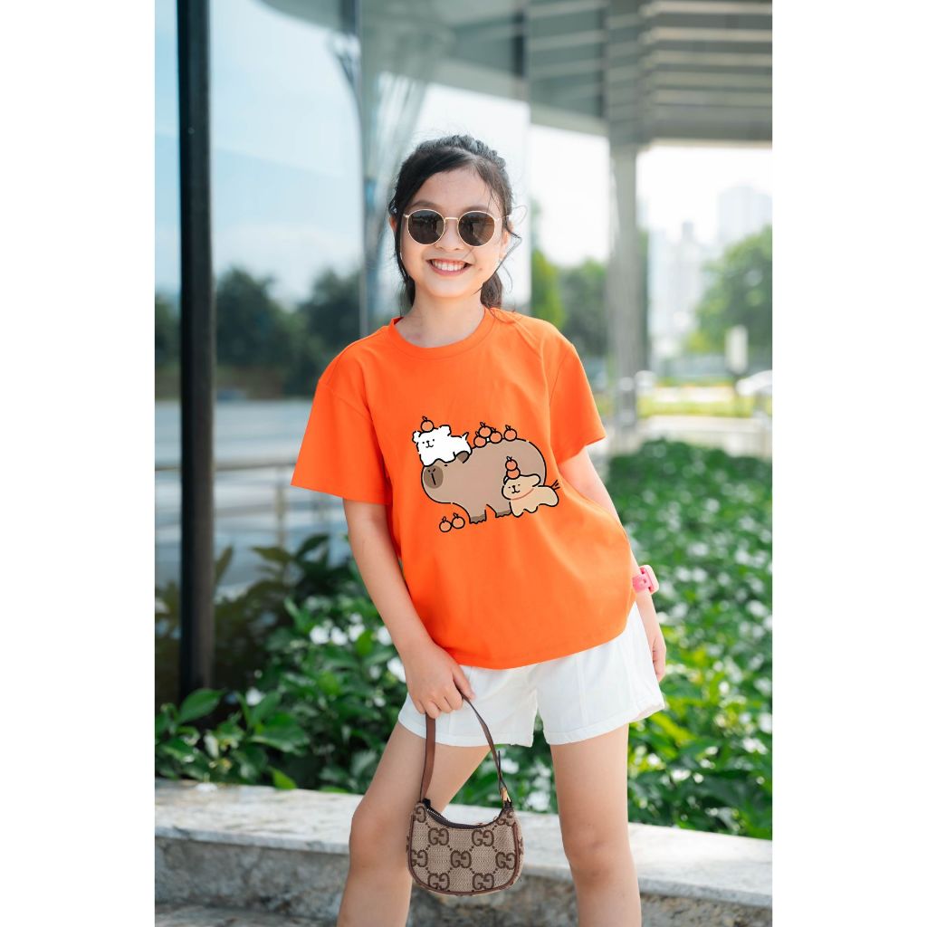 Áo thun capyabara và 2 cún cho bé gái  từ 15-40kg - Áo thun bé gái Loza Kids AT2770_thumbnail_1