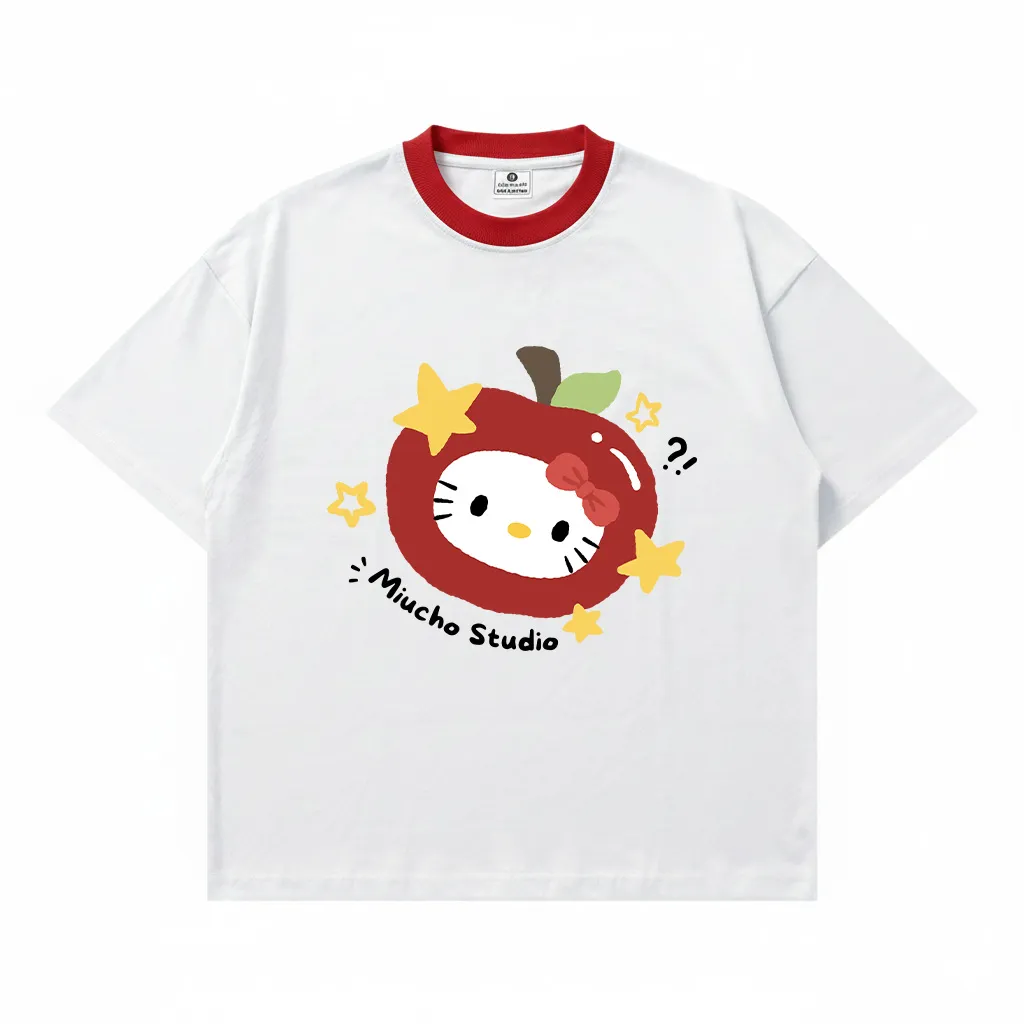 Áo thun boxy Kitty dễ thương Miucho thoáng mát tay ngắn phối cổ in mix 2974_thumbnail_8